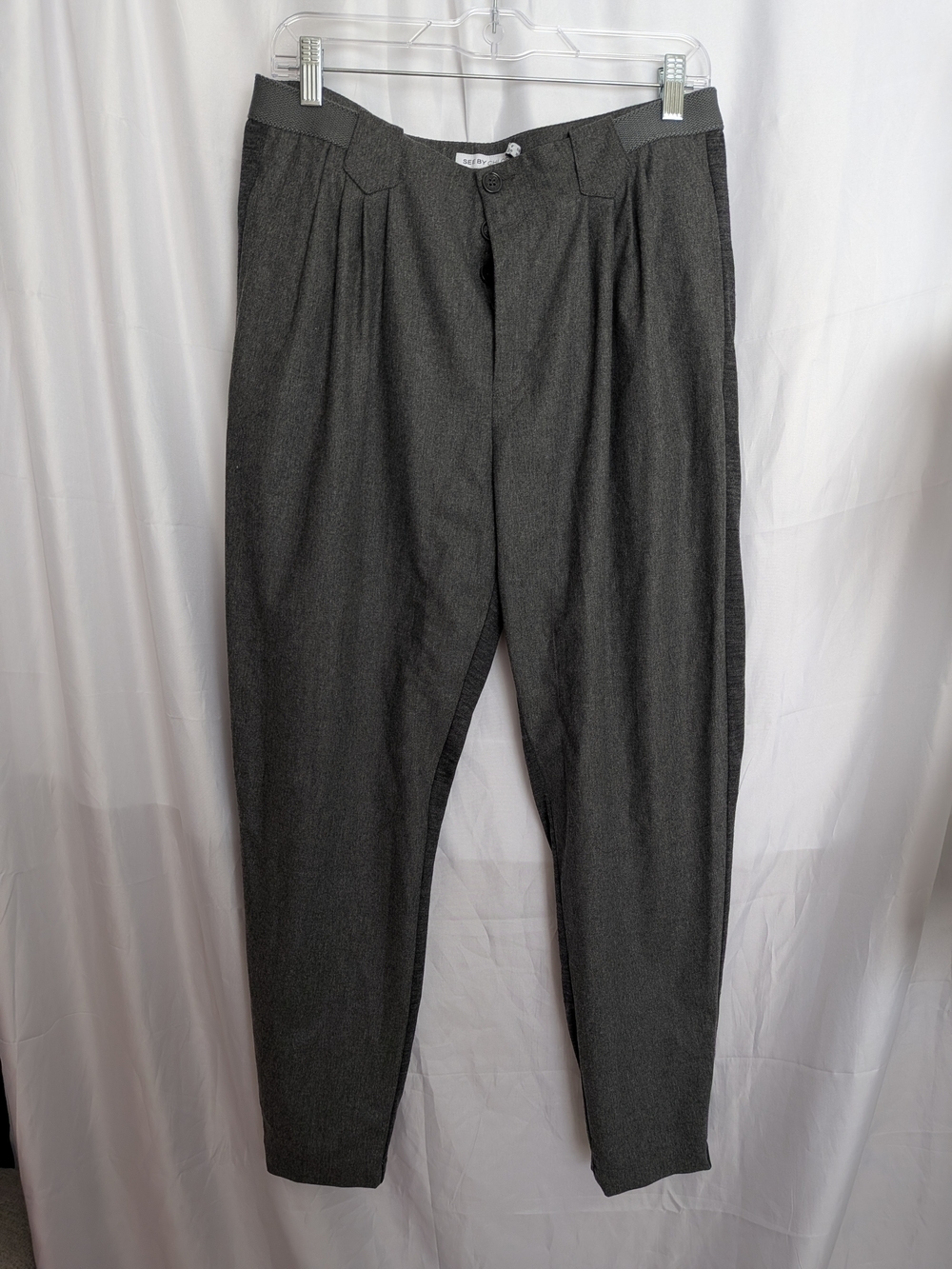 See by Chloé Vintage Y2K Gray Virgin Wool Pleated Tapered Trousers Size 6